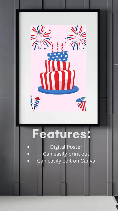 Patriotic Independence Day Poster - Digital Download Digital product patriotic-independence-day-poster-closeup-digital-print-features My Store