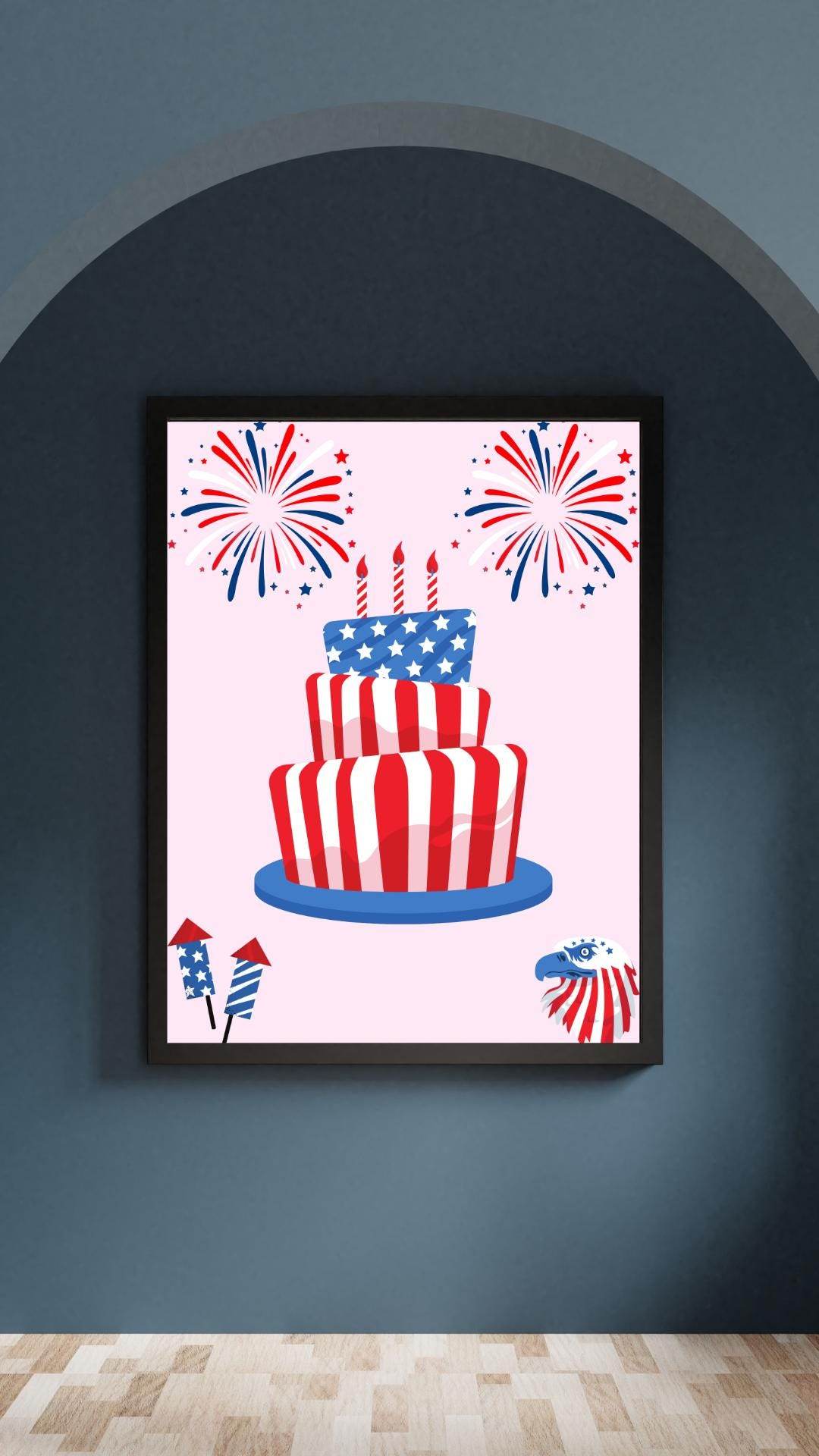Patriotic Independence Day Poster - Digital Download Digital product patriotic-independence-day-poster-framed-dark-wall-background My Store