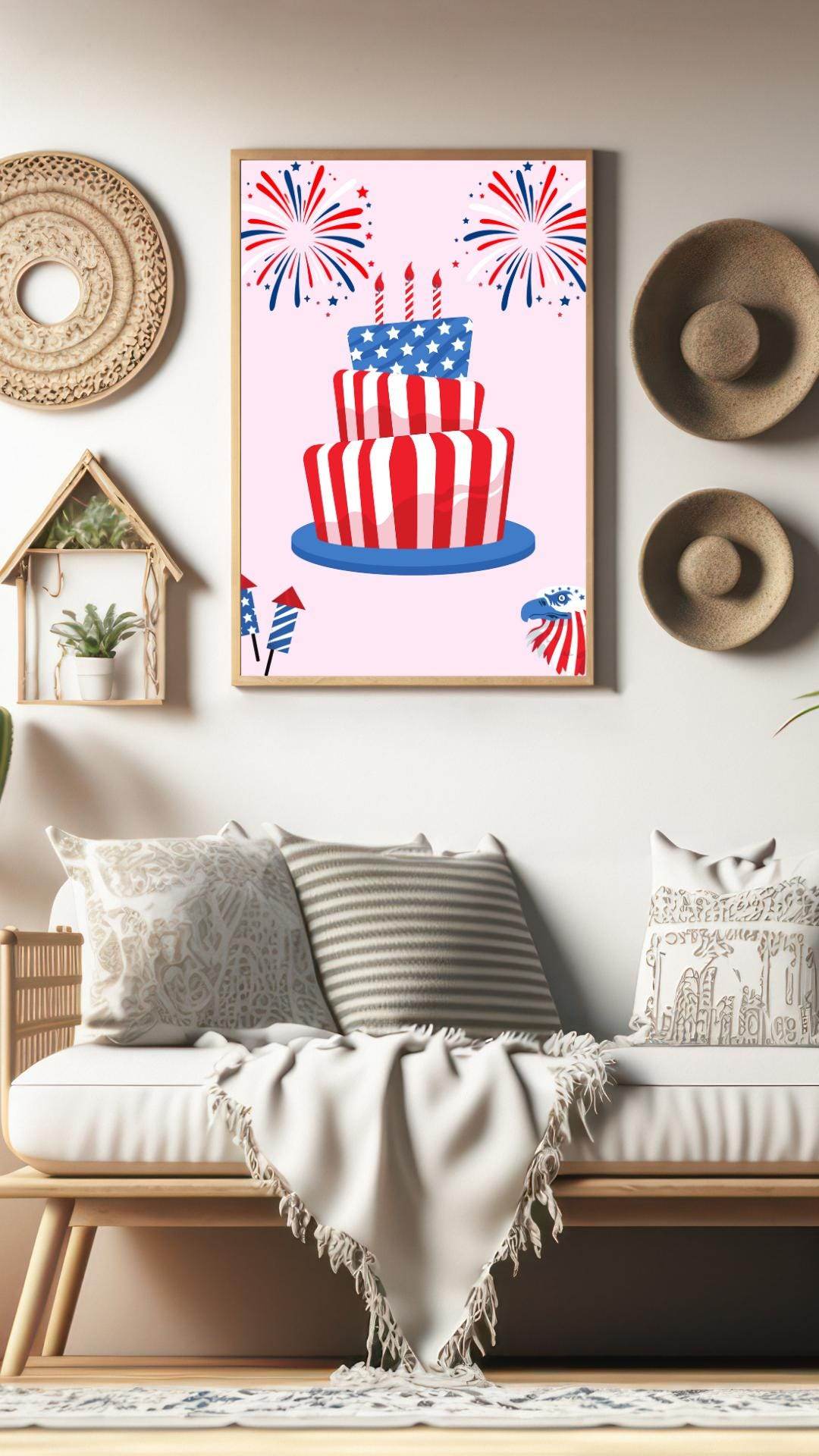 Patriotic Independence Day Poster - Digital Download Digital product patriotic-independence-day-poster-framed-living-room-decor My Store