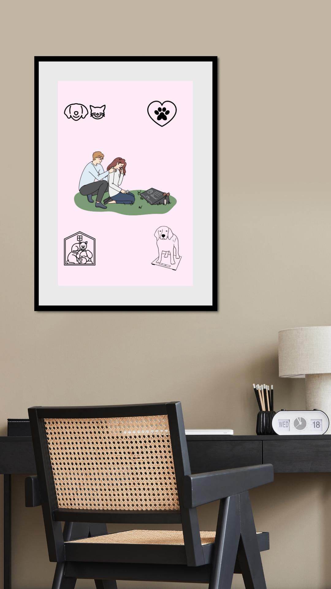 Pet Memorial Digital Poster - Instant Download Digital product pet-memorial-digital-poster-black-frame-in-office-decor My Store