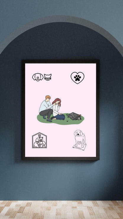Pet Memorial Digital Poster - Instant Download Digital product pet-memorial-digital-poster-black-frame-on-navy-wall My Store