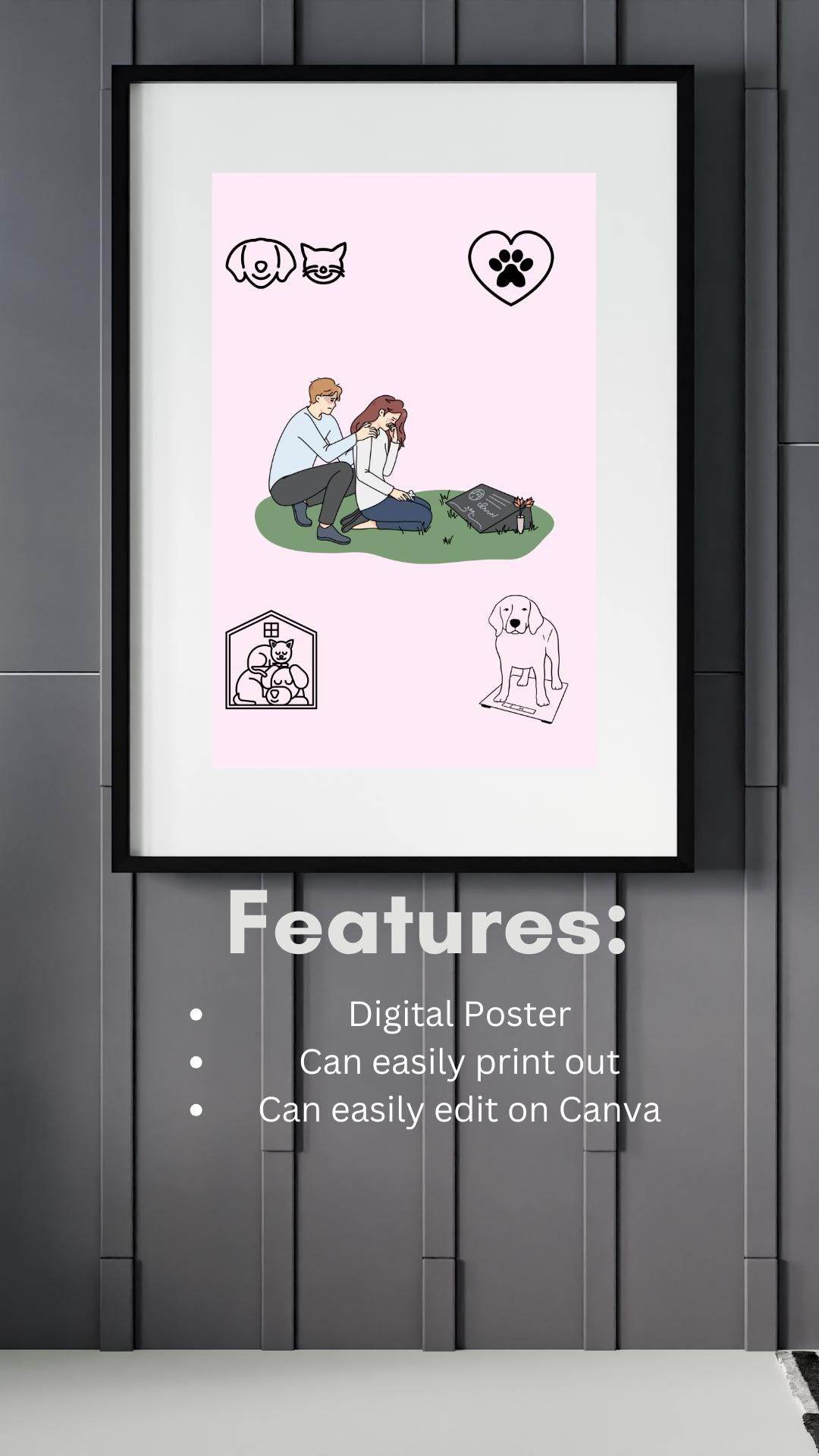 Pet Memorial Digital Poster - Instant Download Digital product pet-memorial-digital-poster-features-text-closeup My Store