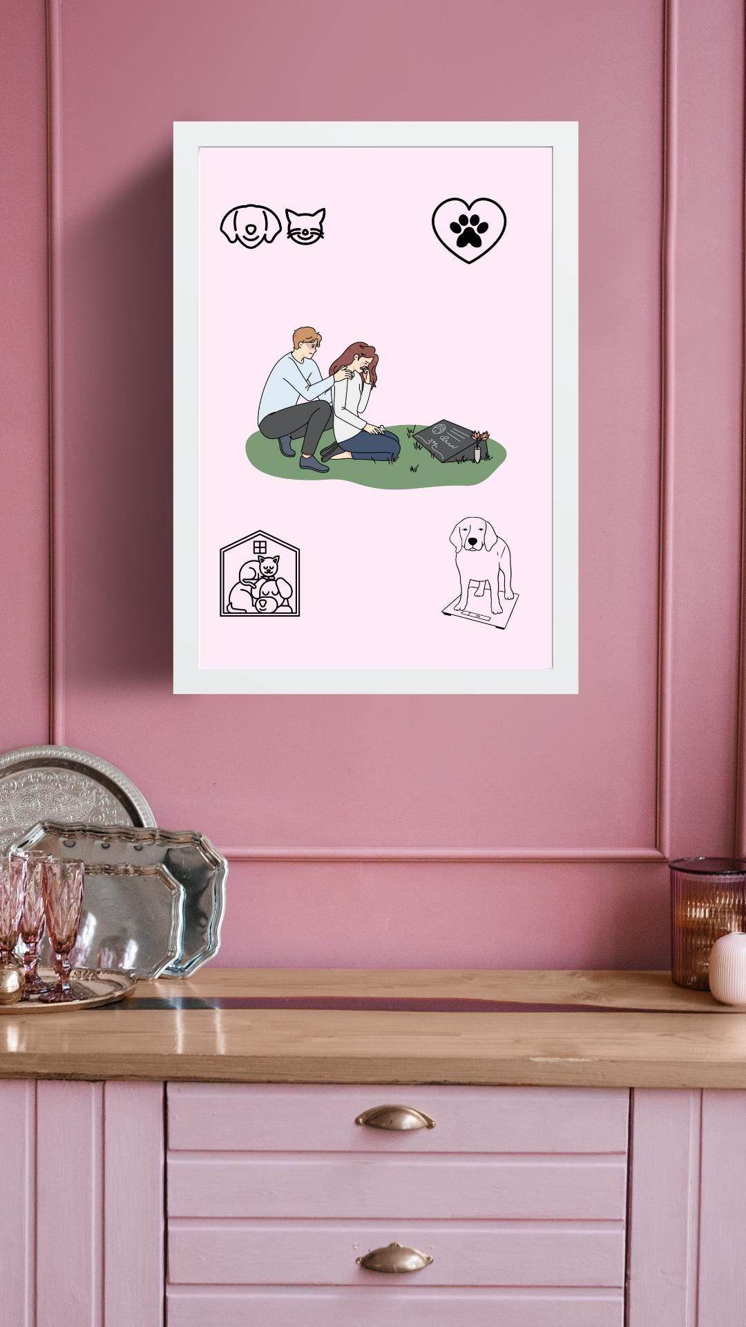 Pet Memorial Digital Poster - Instant Download Digital product pet-memorial-digital-poster-white-frame-on-pink-wall My Store
