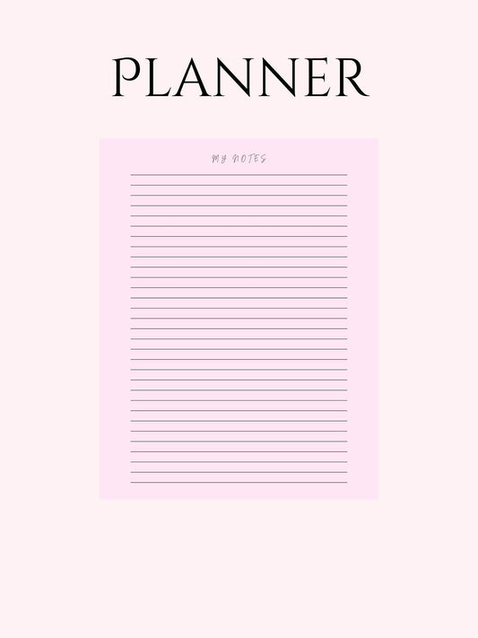 Pink Aesthetic Notes Page Printable - Digital Digital product pink-aesthetic-notes-page-printable-simple-lined-notes My Store