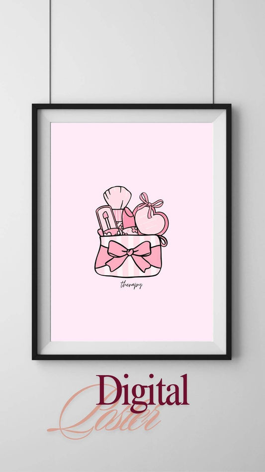 Pink Beauty Bag Printable Decor Digital Art Digital product pink-beauty-bag-printable-decor-digital-poster-minimal My Store