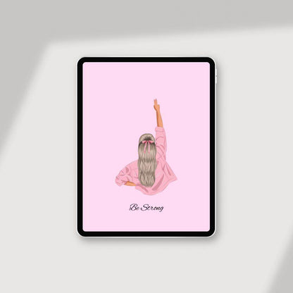 Pink Motivational Phone Wallpaper Digital Download Digital product pink-motivational-phone-wallpaper-ipad-be-strong-illustration My Store