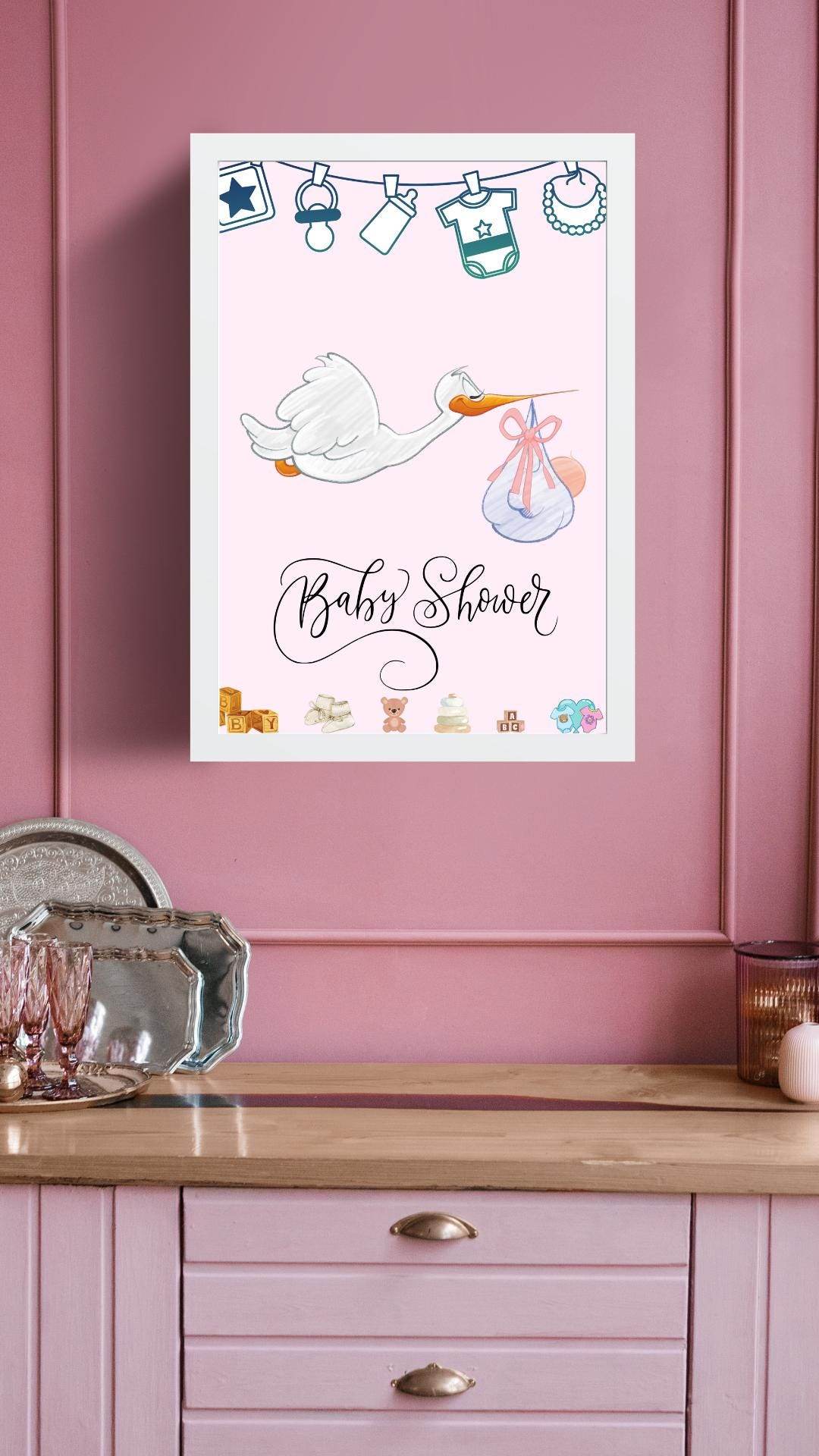 Instant Baby Shower Invitation for Girl or Boy Digital Digital product pink-wallroom-instant-baby-shower-invitation-for-girl-or-boy My Store