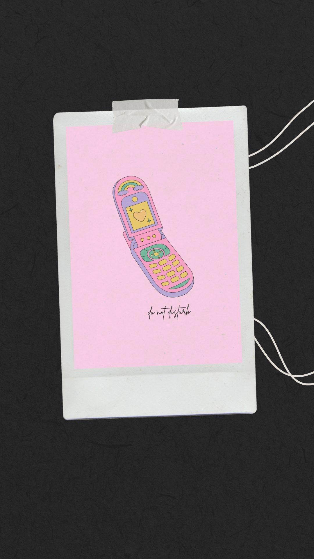 90s Nostalgia Digital Print Flip Phone Art Digital product polaroid-photo-90s-nostalgia-digital-print-pink-flip-phone My Store