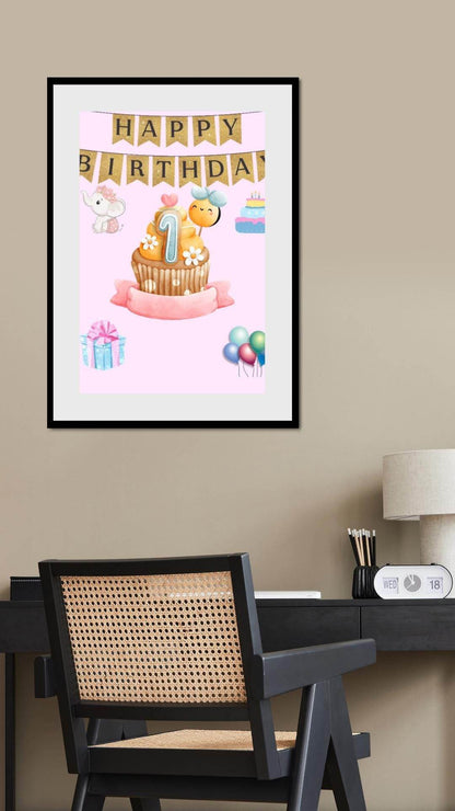1st Birthday Poster Printable Cute Cupcake Design Digital product printable-1st-birthday-poster-cupcake-banner-office-wall My Store