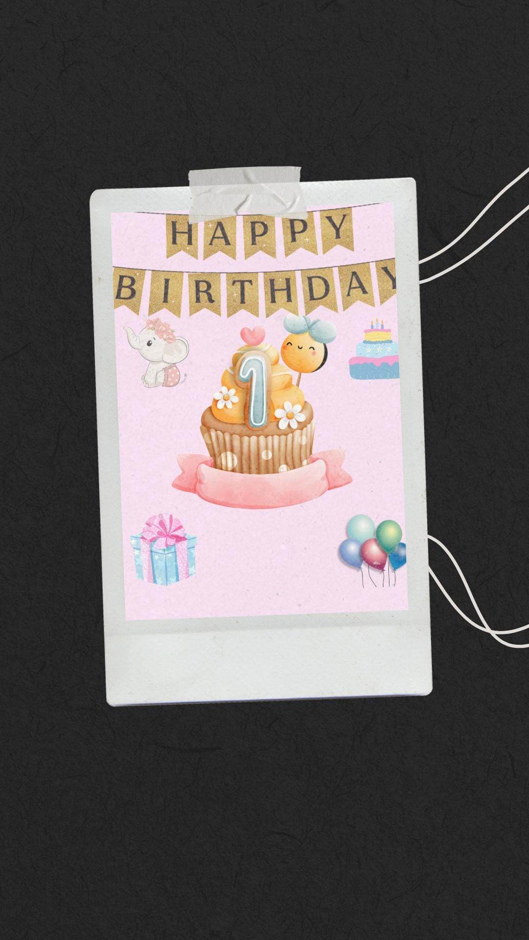 1st Birthday Poster Printable Cute Cupcake Design Digital product printable-1st-birthday-poster-polaroid-style-photo My Store