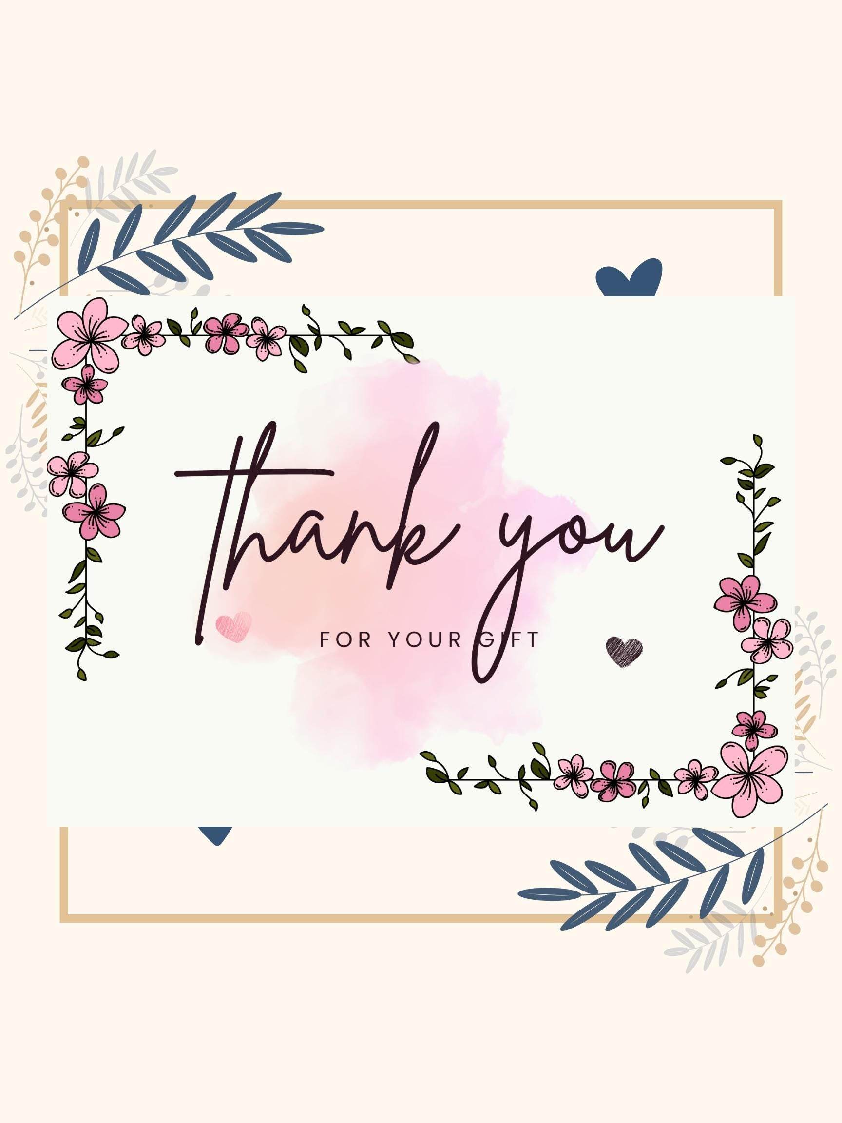 Printable Floral Thank You Card - Elegant Design Digital product printable-floral-thank-you-card-pink-blue-abstract-flowers My Store