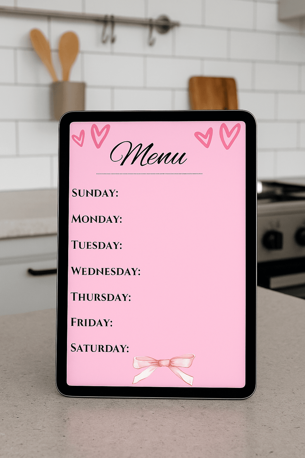 Printable Weekly Menu Planner - Digital Download Digital product printable-weekly-menu-planner-digital-tablet-kitchen My Store