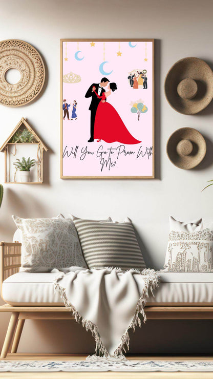 Romantic Prom Proposal Poster Digital Download Digital product romantic-prom-proposal-poster-living-room-wall-decor My Store