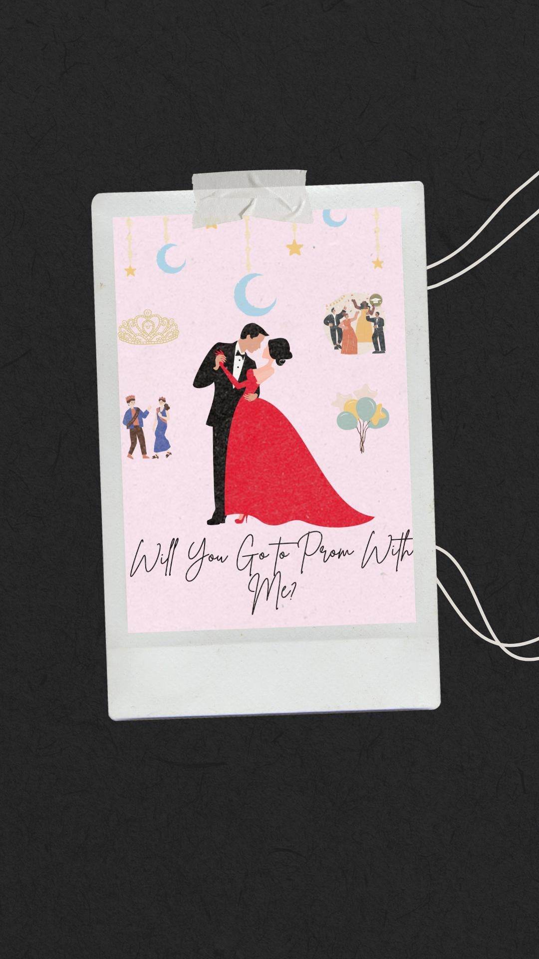 Romantic Prom Proposal Poster Digital Download Digital product romantic-prom-proposal-poster-polaroid-style-on-black My Store