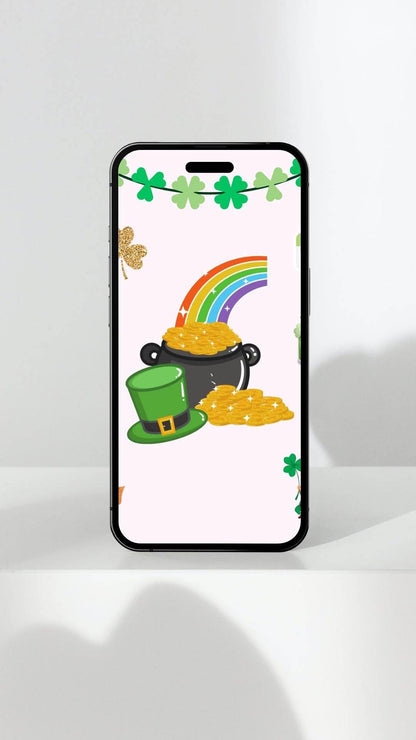 St. Patrick's Day Digital Poster with Rainbow & Gold Digital product st-patricks-day-digital-poster-mobile-phone-view My Store