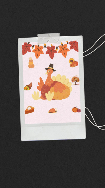 Thanksgiving Decor Digital Download - Cute Turkey Art Digital product thanksgiving-decor-digital-download-polkadot-background-photo-style My Store