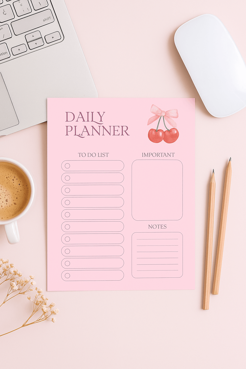 GirlyDesignUS That Girl Aesthetic Planner - Digital Download Digital product that-girl-aesthetic-planner-daily-planner-cherry-design-pencils GirlyDesignUS