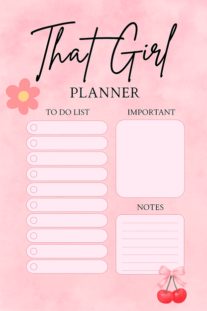 GirlyDesignUS That Girl Aesthetic Planner - Digital Download Digital product that-girl-aesthetic-planner-pink-flower-design-to-do-list GirlyDesignUS
