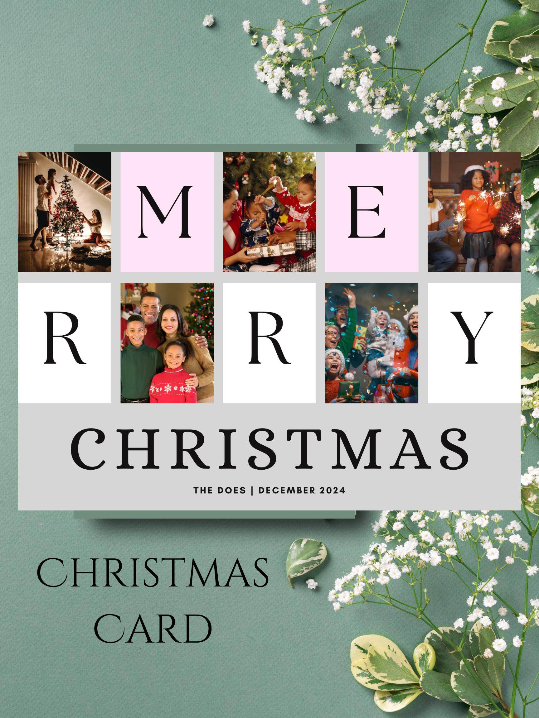 Instant Download Holiday Greeting Card Digital product the-does-instant-download-holiday-greeting-card-photo-collage-green-background My Store