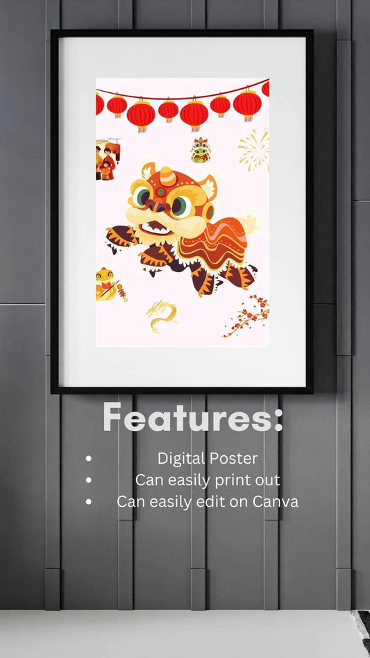Chinese New Year Wall Art Digital Download Digital product vendor-chinese-new-year-wall-art-lion-dance-digital-poster My Store