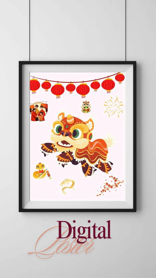 Chinese New Year Wall Art Digital Download Digital product vendor-chinese-new-year-wall-art-lion-dance-lanterns My Store