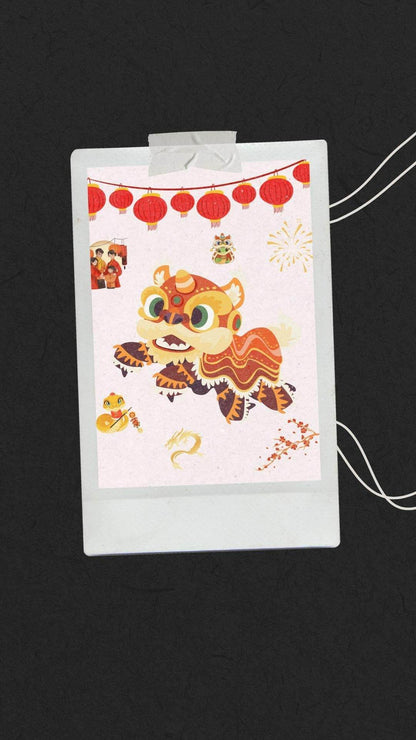 Chinese New Year Wall Art Digital Download Digital product vendor-chinese-new-year-wall-art-lion-dance-polaroid-style My Store
