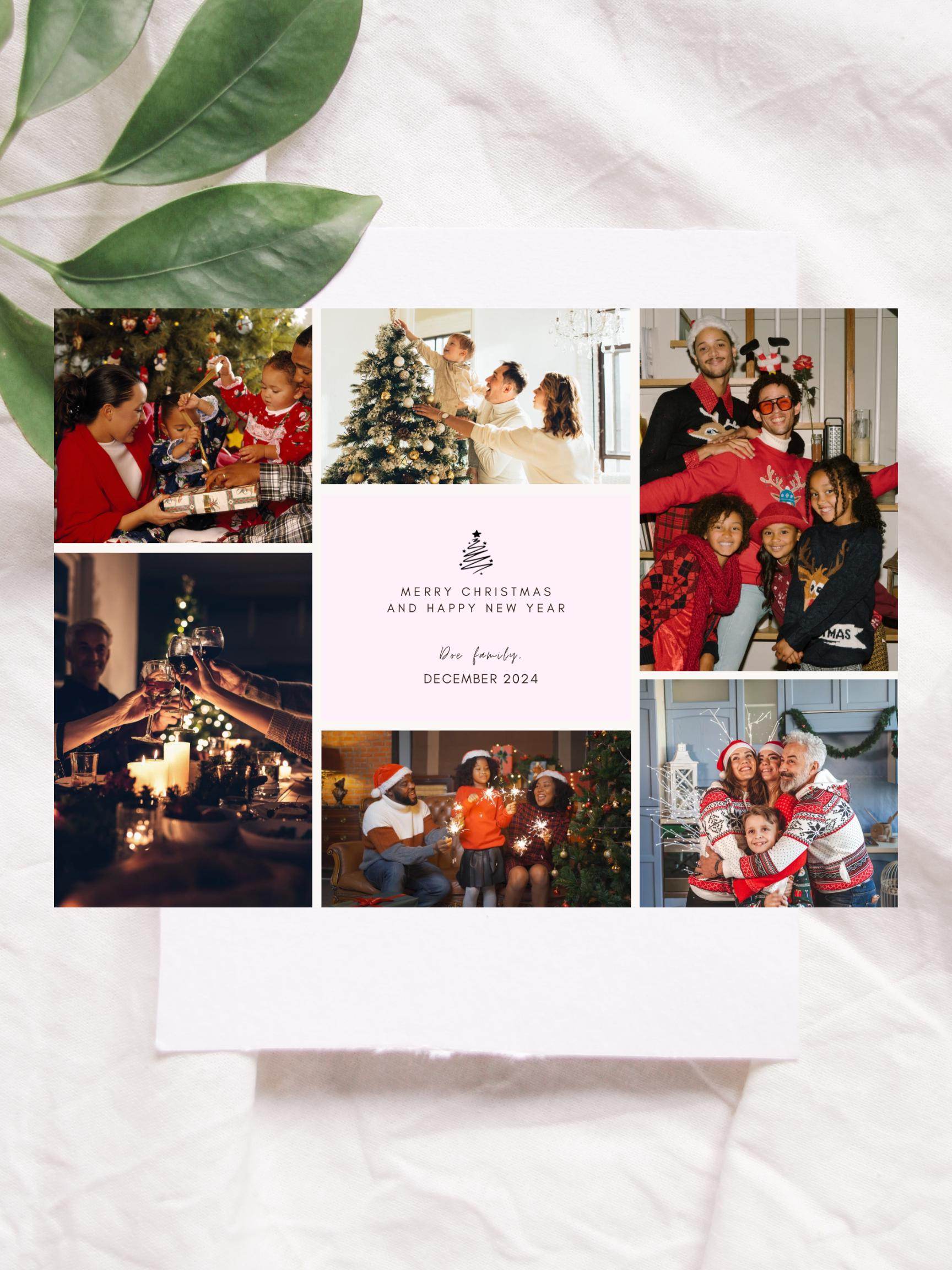 Personalized Family Christmas Card 2024 Digital Download Digital product vendor-personalized-family-christmas-card-2024-flat-lay-white-envelope-leaves My Store