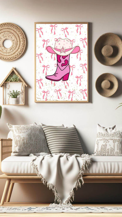 Pink Cowgirl Wall Art Digital Download Digital product vendor-pink-cowgirl-wall-art-framed-print-decor-living-room My Store
