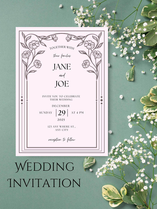 Elegant Wedding Invitation Design Digital Download Digital product wedding-invitation-elegant-wedding-invitation-design-floral-pattern My Store