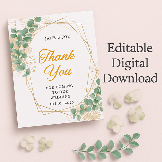 Wedding Thank You Card Digital Download - Editable Digital product wedding-thank-you-card-digital-download-editable-pink-background My Store