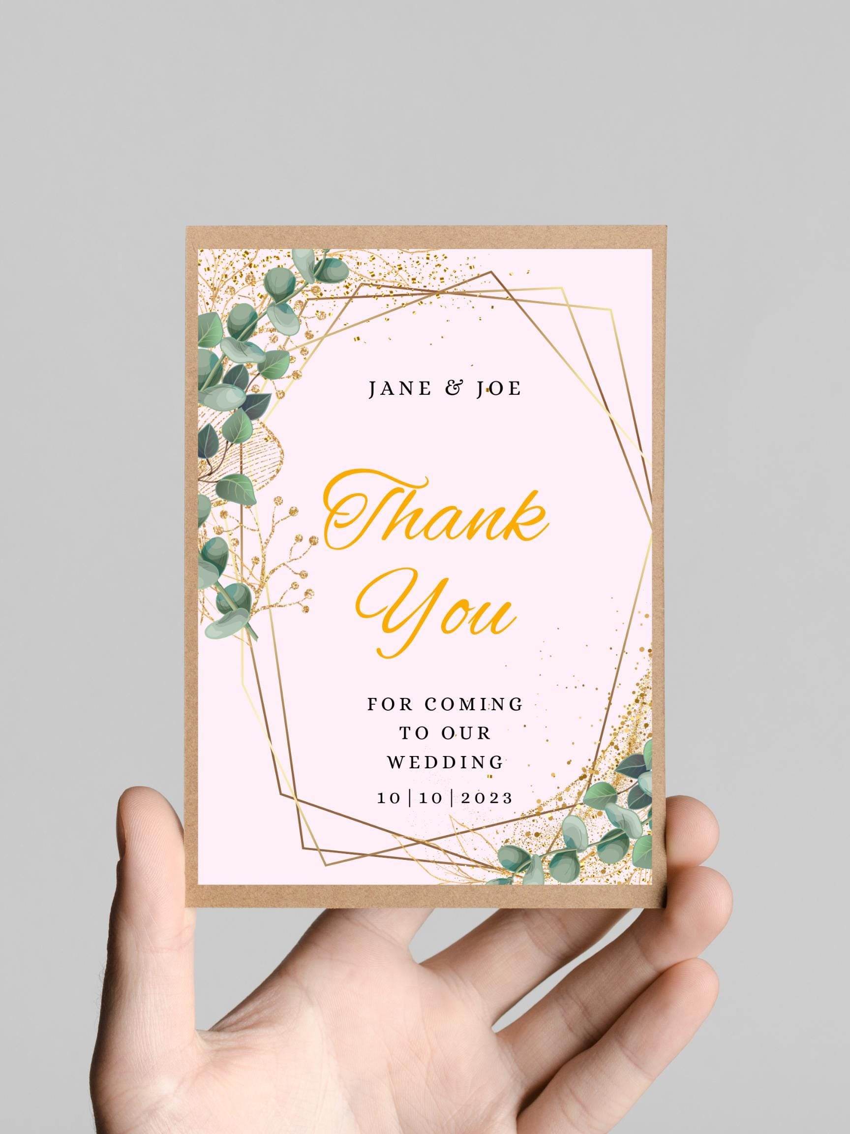 Wedding Thank You Card Digital Download - Editable Digital product wedding-thank-you-card-digital-download-kraft-border-eucalyptus My Store