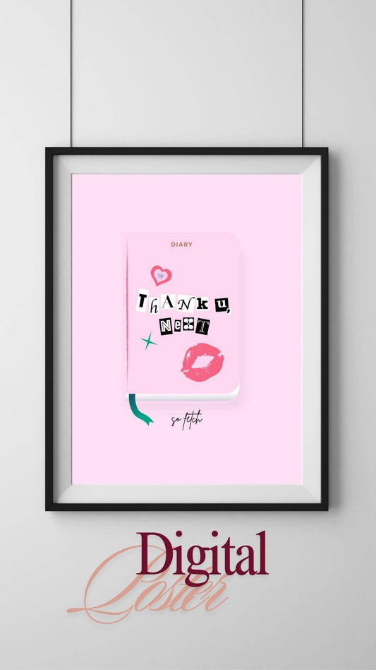 Y2K Pop Art Poster for Teens Digital Download Digital product y2k-pop-art-poster-for-teens-diary-cover-black-frame-white-mount My Store